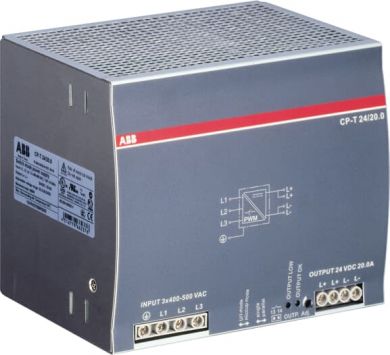 ABB CP-T 24/20.0 Power supply In: 3x400-500VAC Out: 24VDC/20.0A 1SVR427056R0000 | Elektrika.lv