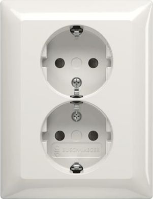 ABB Double socket, white 202 EUJ-94 Basic55 2TKA00003904 | Elektrika.lv