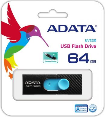 Adata MEMORY DRIVE FLASH USB2 64GB/BLUE AUV220-64G-RBKBL ADATA AUV220-64G-RBKBL | Elektrika.lv