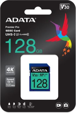 Adata MEMORY SDXC 128GB V30/ASDX128GUI3V30S-R ADATA ASDX128GUI3V30S-R | Elektrika.lv