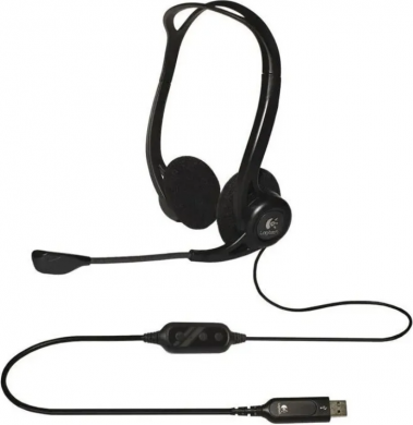 Logitech Wired Headphones 960 with microphone, USB connector, black 981-000100 | Elektrika.lv