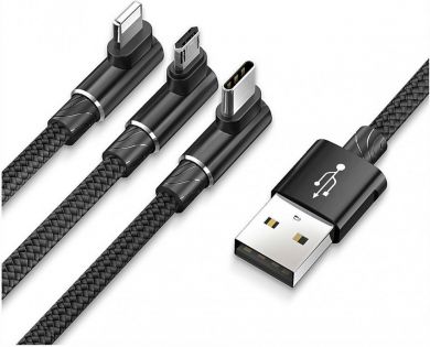 Baseus Kabelis USB to 3in1 1.2m, melns CAMLT-WZ01 | Elektrika.lv