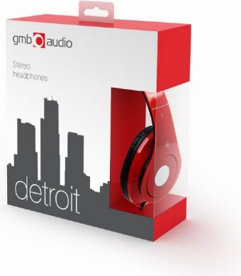 Gembird Проводные наушники "Detroit" с микрофоном, красные MHS-DTW-R | Elektrika.lv