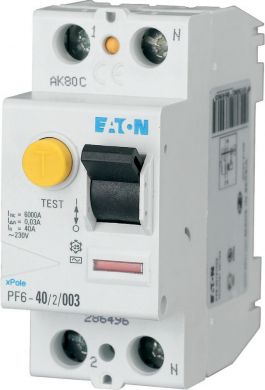 EATON 2P 40A 100mA type AC Noplūdes strāvas slēdzis PF6-40/2/01 286497 | Elektrika.lv
