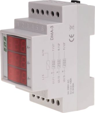 F&F Цифровой индикатор значения тока, 3-фазный, 250/5А, полупрямое измерение DMA-3-250-5A | Elektrika.lv