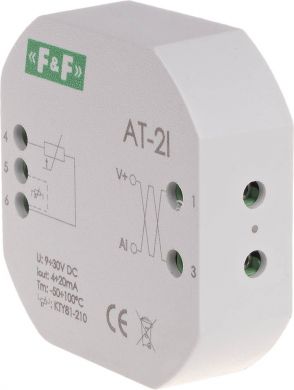 F&F Analog temperature transducer, RT/RT2, 4÷20 mA, KTY81-210, MAX-AT-2I MAX-AT-2I | Elektrika.lv