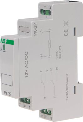 F&F Elektromagnētiskais relejs, 12VAC/DC, 2x8A, 25mA, -15÷10%, 2xNO/NC, PK-2P PK-2P-12V | Elektrika.lv