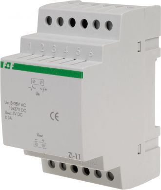 F&F Impulsa stabilizators, 8÷28V AC/12÷37V DC, 5V DC, 3A, 3 mod, ZI-11 ZI-11 | Elektrika.lv