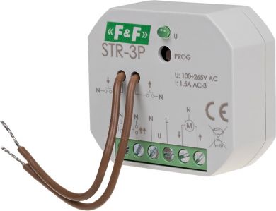 F&F Blinds controller, mechanism, 100÷265 VAC, 2 buttons, 1s÷15 min, 8A/320W, IP20, STR-3P STR-3P | Elektrika.lv