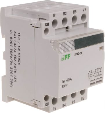 F&F Moduļu kontaktors, 230VAC, 4xNC, 40A, IP20, 16kW/5,5kW, ST40-04 ST40-04 | Elektrika.lv