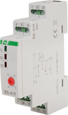 F&F Elektroniskais bistabils impulsu relejs, 9÷30VAC/DC, 2x16A, 2xNO/NC, DIN BIS-419-24V | Elektrika.lv