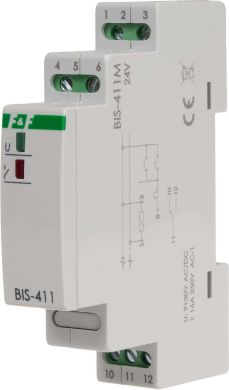 F&F Elektroniskais bistabils impulsu relejs, 9÷30V AC/DC, 16A(120 A/20 ms), 1xNO, DIN BIS-411M-24V | Elektrika.lv