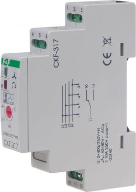 F&F Three phase asymmetry and sequence monitor, contacts: 1C/O , I=10A;activation voltage:165-180V, 1 module CKF-317 | Elektrika.lv