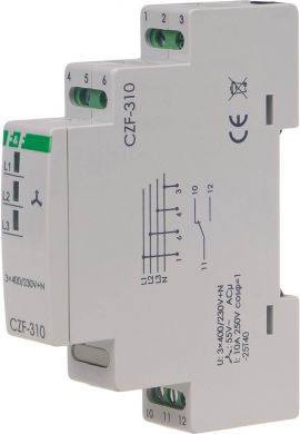 F&F Three phase monitor, contact: 1C/O , I=10A, 1 module CZF-310 | Elektrika.lv