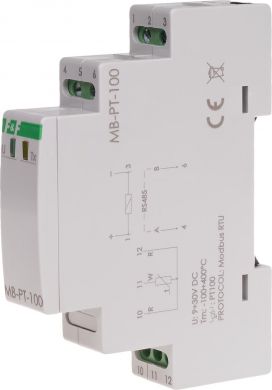 F&F Измерительный преобразователь температуры, RS-485 MODBUS RTU, 9÷30VDC, -100÷400°C MAX-MB-PT-100 | Elektrika.lv