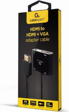 Gembird I/O ADAPTER HDMI TO HDMI/VGA/A-HDMIM-HDMIFVGAF-01 GEMBIRD A-HDMIM-HDMIFVGAF-01 | Elektrika.lv