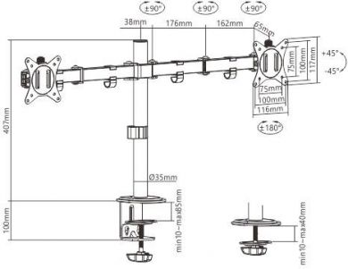 Gembird DISPLAY ACC MOUNTING ARM/17-32" MA-D2-01 GEMBIRD MA-D2-01 | Elektrika.lv
