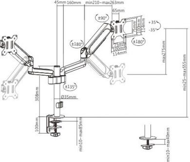 Gembird DISPLAY ACC MOUNTING ARM/17-32" MA-DA2P-01 GEMBIRD MA-DA2P-01 | Elektrika.lv