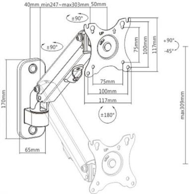 Gembird Крепление для монитора DISPLAY ACC MOUNTING ARM 17 - 27"/GEMBIRD MA-WA1-01 | Elektrika.lv