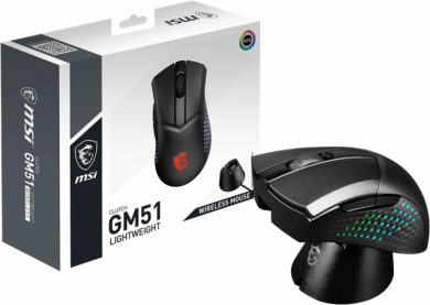 MSI MSI Lightweight Wireless Gaming Mouse  GM51 Gaming Mouse Black 2.4GHz Wireless S12-4300080-C54 | Elektrika.lv