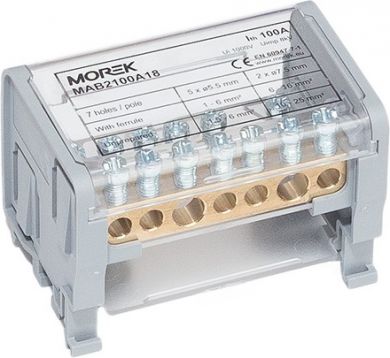 Morek MAB100A-7 распределительный блок 2p 2x25mm²+5x6mm² MAB2100A18 | Elektrika.lv