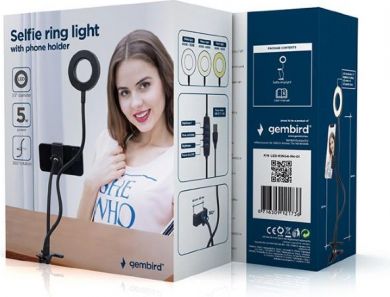 Gembird MOBILE ACC SELFIE RING&HOLDER/LED-RING4-PH-01 GEMBIRD LED-RING4-PH-01 | Elektrika.lv