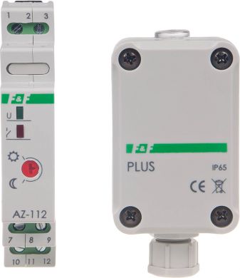F&F Light dependent relay I=16A, with hermetic external probe PLUS, 1 module AZ-112-PLUS | Elektrika.lv