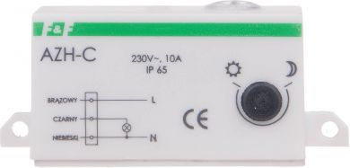 F&F Light dependent relay I=10A, hermetic with cable connection 0,5m miniature AZH-C | Elektrika.lv