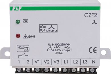 F&F Phase control relay with checking state of contactor contacts 1N/O, I=10A CZF2 | Elektrika.lv