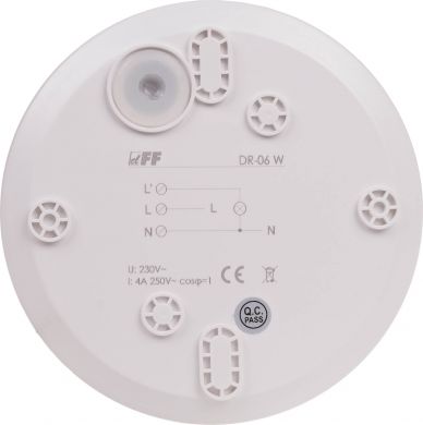 F&F Infrasarkanais kustības sensors DR-06W 360° 5m 230V IP40 800W balts (neatbalsta LED) DR-06W | Elektrika.lv