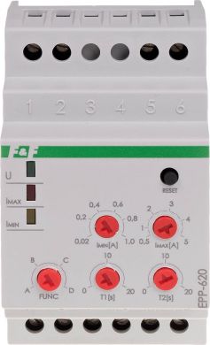 F&F Current relay EPP-620, 2x8A, 4 funct., 3 mod, 230VAC EPP-620 | Elektrika.lv