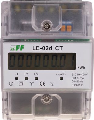 F&F Electric energy meter kWh 3P 400V work with current transformers 3x5(6)A LE-02D-CT | Elektrika.lv