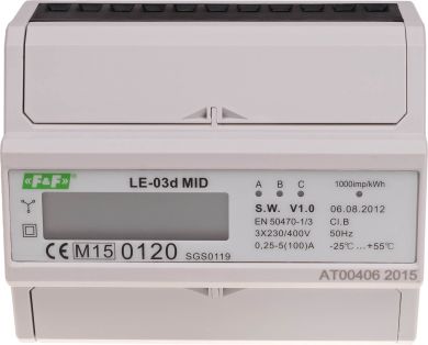 F&F Elektroenerģijas skaitītājs 3F 3x10 (100A) LCD kWh LE-03d | Elektrika.lv