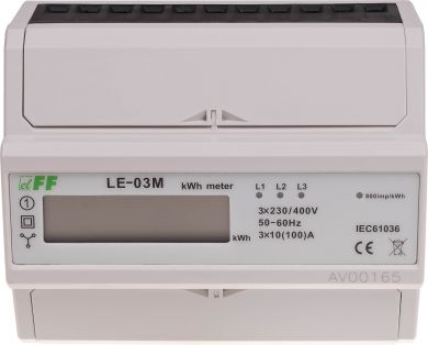 F&F Electric energy meter 3F RS-485 3x10(100)A kWh LE-03M | Elektrika.lv