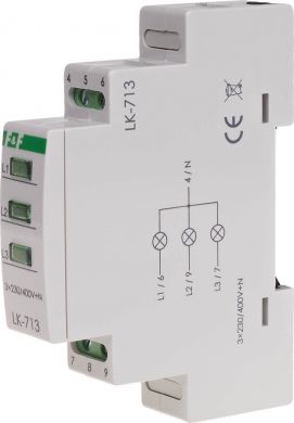 F&F Voltage Indicator 3x LED DIN 1 mod. LK-713G LK-713G | Elektrika.lv