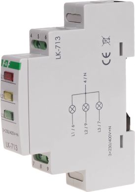 F&F Kontroles lampa 3x LED DIN 1 mod. zaļa, sarkans, dzeltens LK-713K | Elektrika.lv