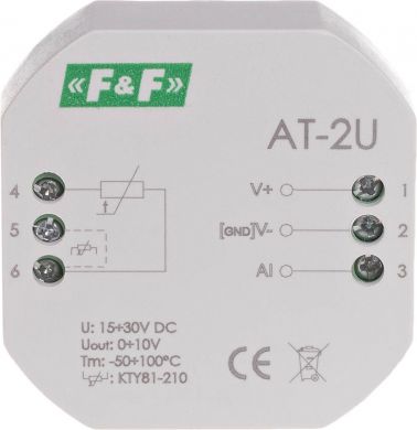 F&F Analogais temperatūras pārveidotājs, RT/RT2, 0÷10 V, KTY81-210, MAX-AT-2U MAX-AT-2U | Elektrika.lv