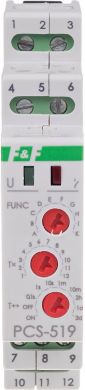 F&F Time relay, 12 VAC/DC, 2x8A, 2xNO/NC, 1mod, 10 func, 0,1s.-576h, 0,8W PCS-519-12V | Elektrika.lv