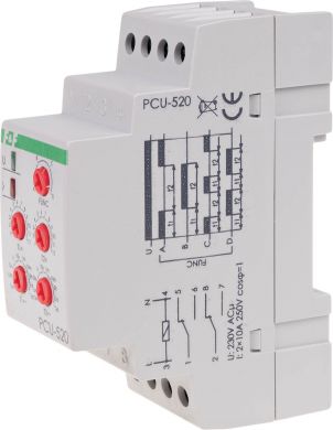 F&F Timing relay - multi function PCU-520 2c/o 230VAC, I=10A T1+T2 PCU-520 | Elektrika.lv