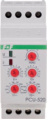 F&F Timing relay - multi function PCU-520 2c/o 230VAC, I=10A T1+T2 PCU-520 | Elektrika.lv