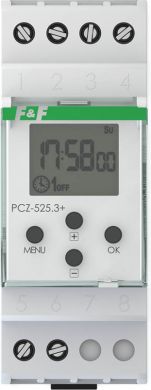F&F Taimers digitālais PCZ-525.3 astranomiskais 1C/O, I=16A, 24÷264V AC/DC, 2 moduļu PCZ-525.3 | Elektrika.lv
