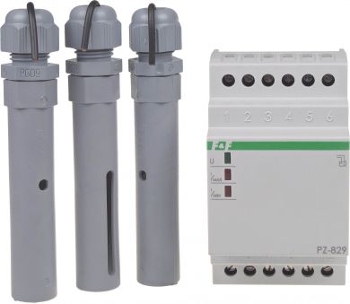 F&F Šķidruma līmeņa regulēšanas relejs DIN, 230VAC, 2x16A, 2xNO/NC, 3xPZ2, 6V PZ-829 | Elektrika.lv
