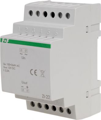 F&F Impulsa barošanas bloks 100-264V AC 12V DC, P=30W, 3 mod. ZI-22 | Elektrika.lv