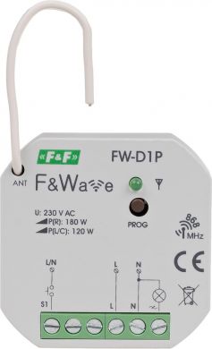 F&F Universal dimmer 230 V AC to a Ø60 flush-mounted box - receiver, F&Wave radio control FW-D1P | Elektrika.lv