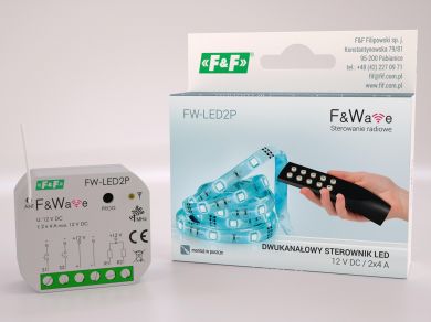F&F 12 V radiovadāmais divkanālu LED uzstādīšana kārbā, 10÷16 V līd F&Wave FW-LED2P | Elektrika.lv