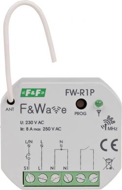 F&F Single bistable relay to a Ø60 flush-mounted box - receiver, F&Wave radio control FW-R1P | Elektrika.lv