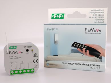F&F FW-R1P Viens bistabilais relej uzstādīšana kārbā, 85÷265 V F&Wave FW-R1P | Elektrika.lv