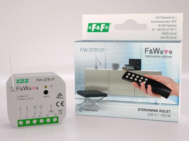 F&F Roller-blind controller 230 V AC to a Ø60 flush-mounted box - receiver, F&Wave radio control FW-STR1P | Elektrika.lv