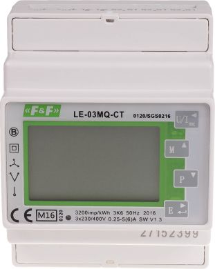 F&F Elektroenerģijas skaitītājs 3F 3x10(100A) LE-03MQ-CT Modbus RTU, 100 (5) A; MID LE-03MQ-CT | Elektrika.lv