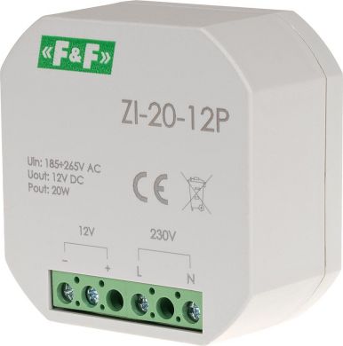 F&F Impulsa barošanas bloks ZI-20-12P 20W z/a ZI-20-12P | Elektrika.lv
